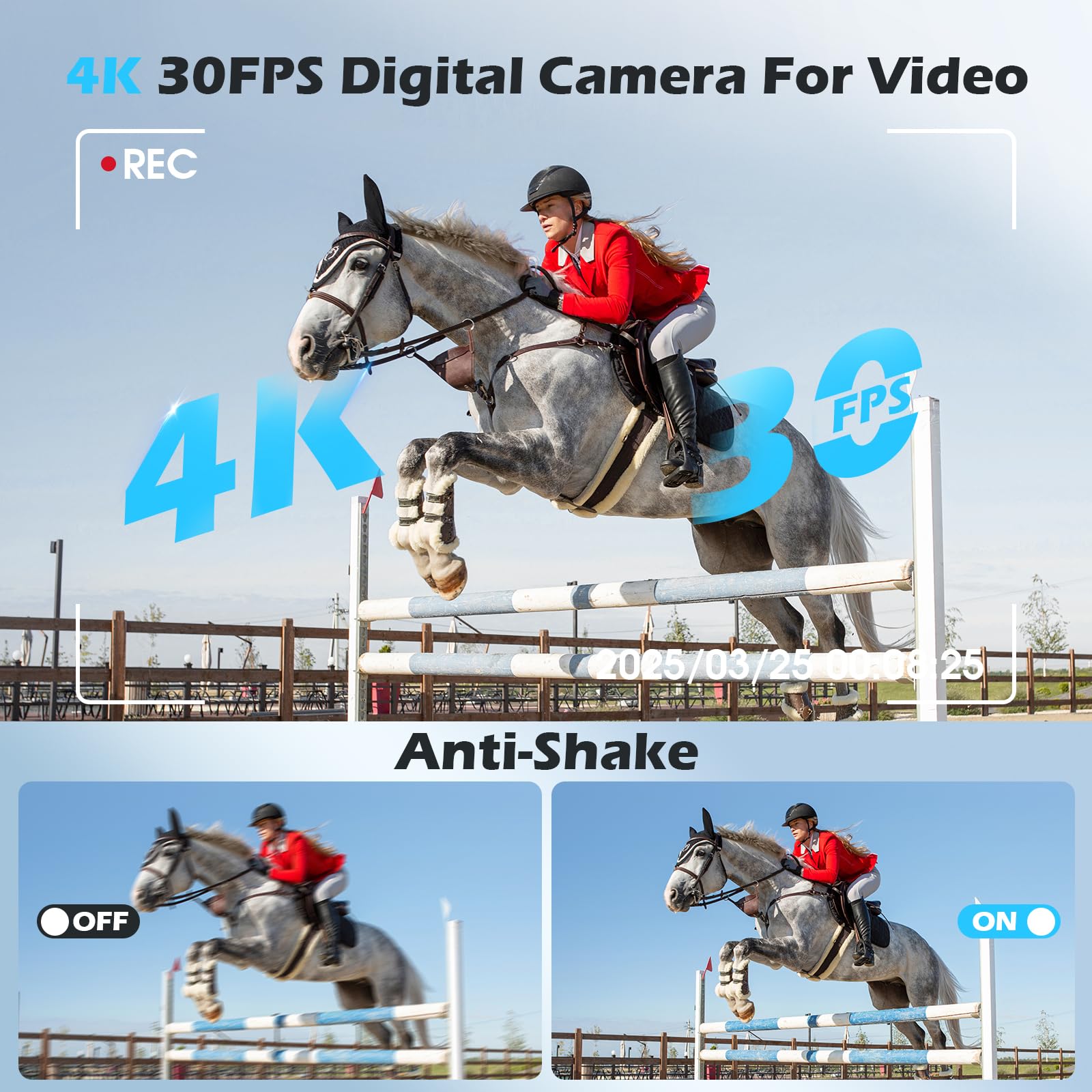 Cámara digital 4K de 48 MP, autofocus, compacta con tarjeta de 32 GB, pantalla abatible de 3 pulgadas y 180°, zoom digital de 16 x con 2 pilas para principiantes (blanco) | Autofocus, 3 pulgadas, 180°, cámara compacta con zoom digital 16X, cámara compacta