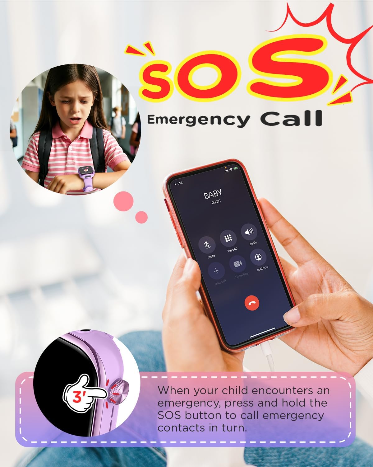 4G Reloj Inteligente Niña, 1.83» HD Smartwatch Niñas con GPS y Llamadas, Videollamadas, Chat de Voz, Modo Escuela, Doble Cámara, Monitor de Sueño, Podómetro, Despertador IP68 para Niñas Niños Púrpura 5