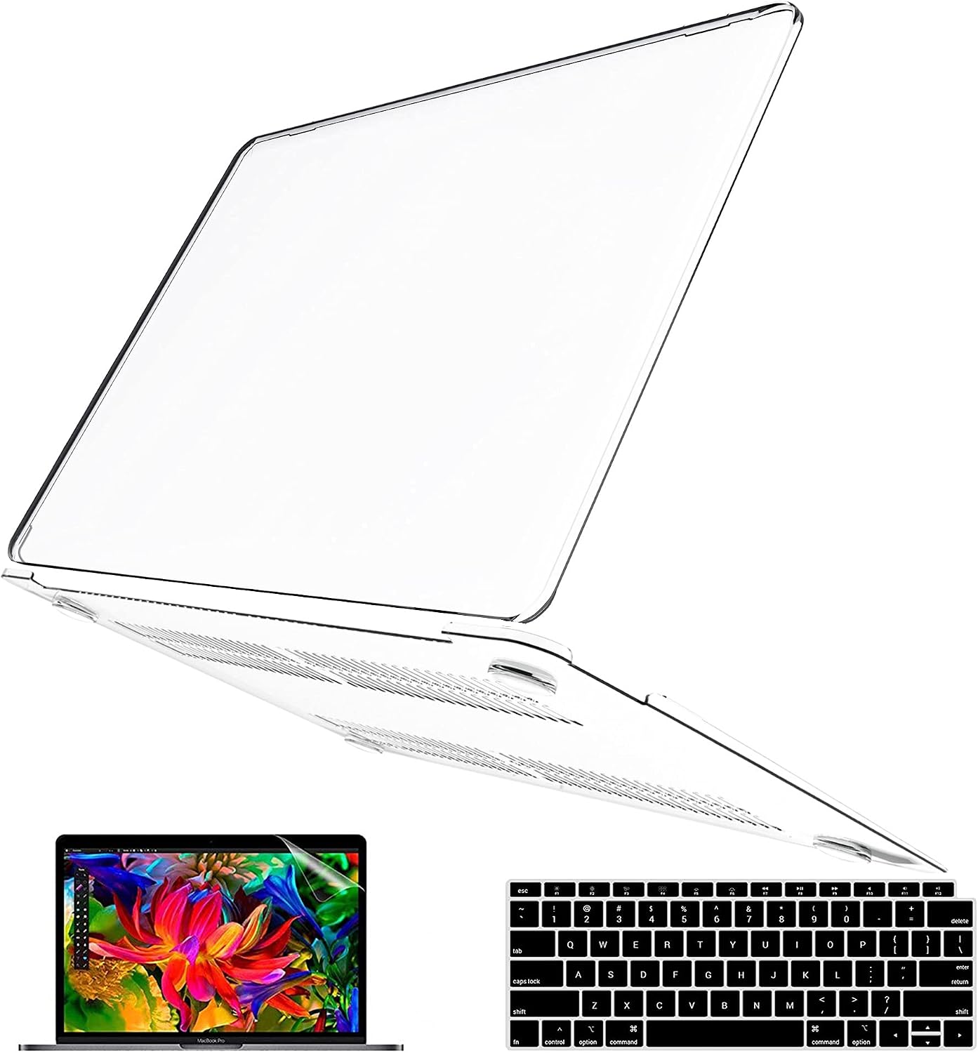 B BELK Compatible with MacBook Air 13 inch Case 2021 2020 2019 Release Model: M1 A2337 A2179 A1932, Soft Touch Hard Shell Case + 2 Keyboard Cover + Screen Protector, Mac Air 2021 Case, Clear