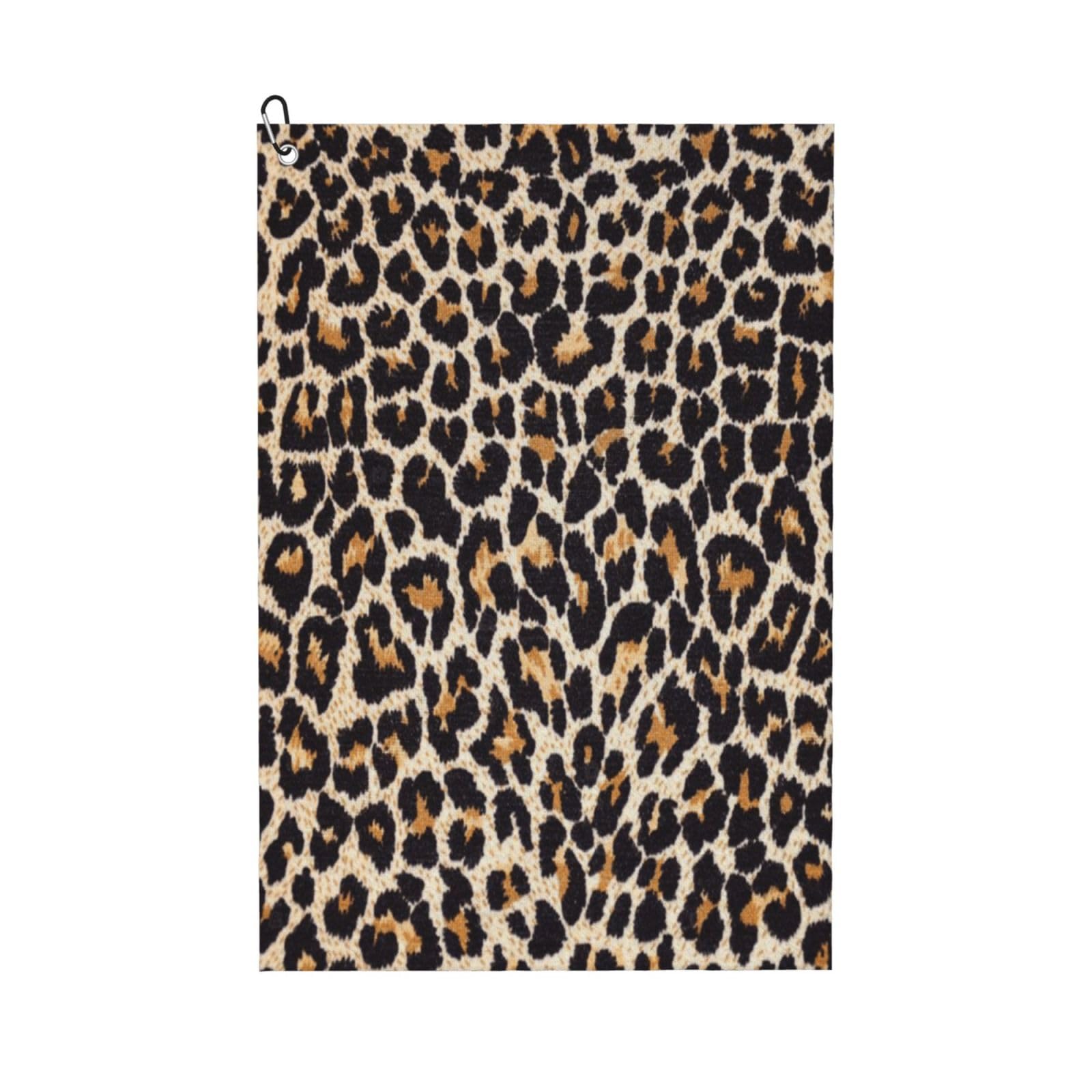 Hnnkloy Leopard Print, 16x24 in Portable Waffle Golf Towels with Carabiner Clip for Golf Bag
