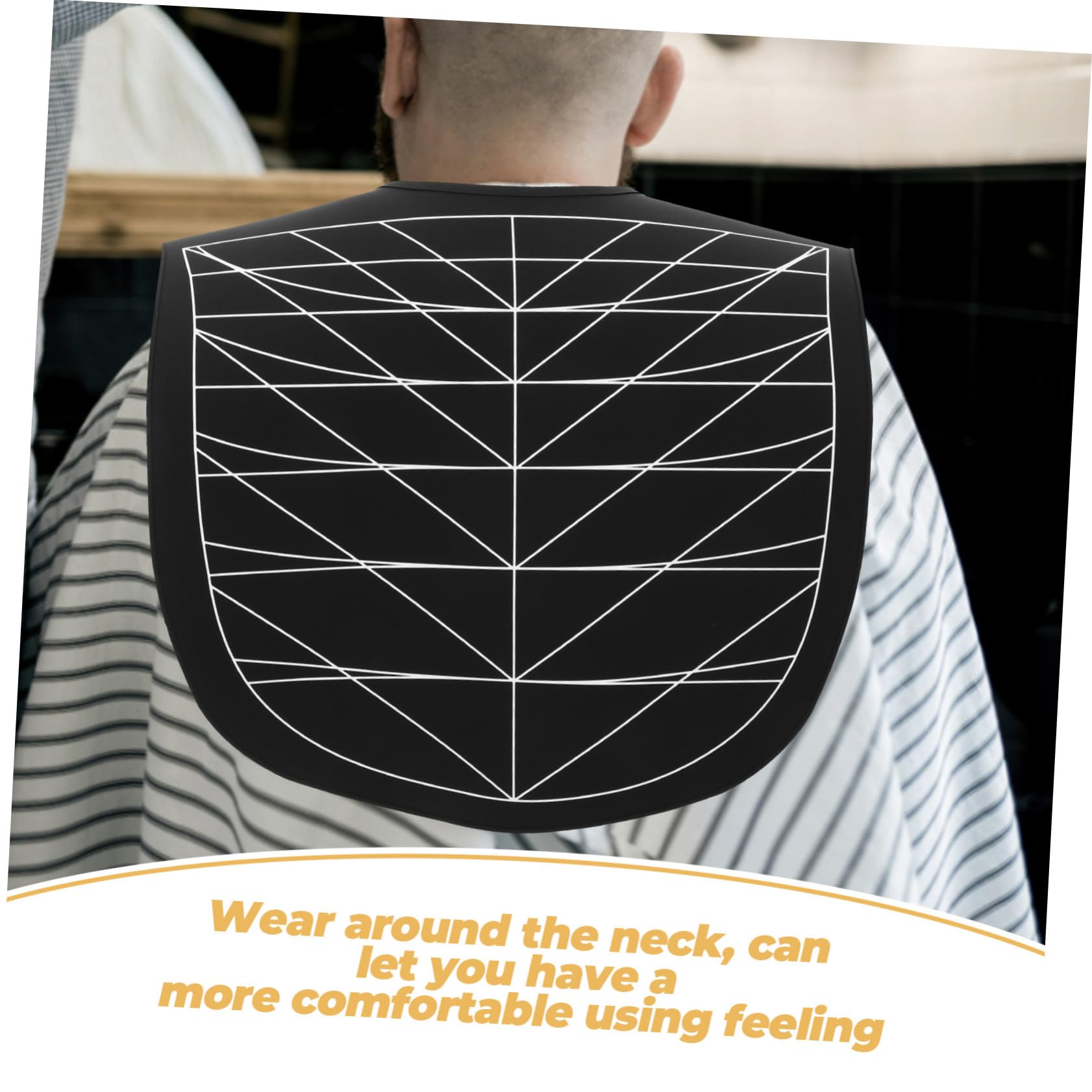 Silicona Grande Cape de Corte de Pelo para Salón Protector de Cuello para Adultos y Antipelo y Antitinte con Líneas Guía Auxiliares Negro