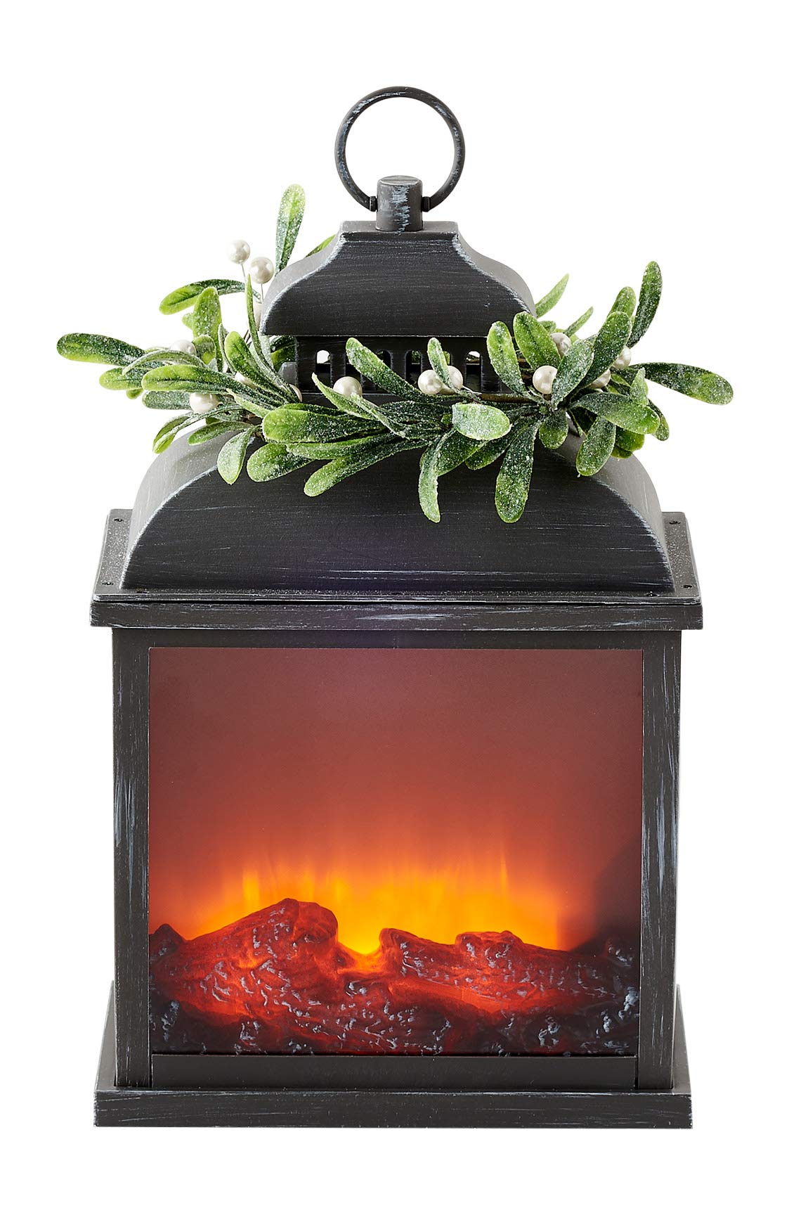 180 Degrees Fire Light Lantern with Red Berry Wreath