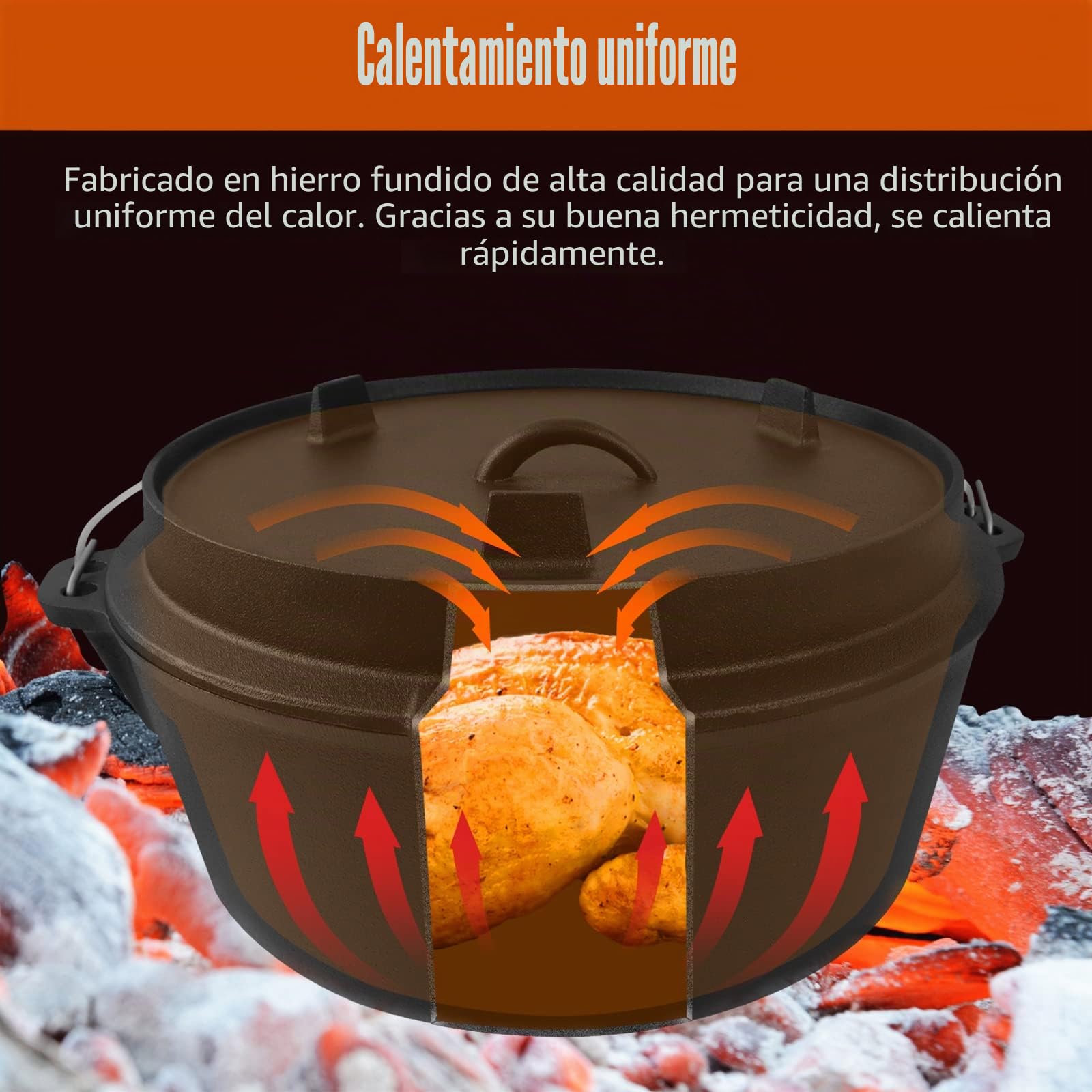 UISEBRT Dutch Oven Set 12 piezas en caja de madera, con Horno Holandés, muchos accesorios de hierro fundido, incluye cacerola, sartén y manoplas, para Camping Cocina Casera Barbacoa