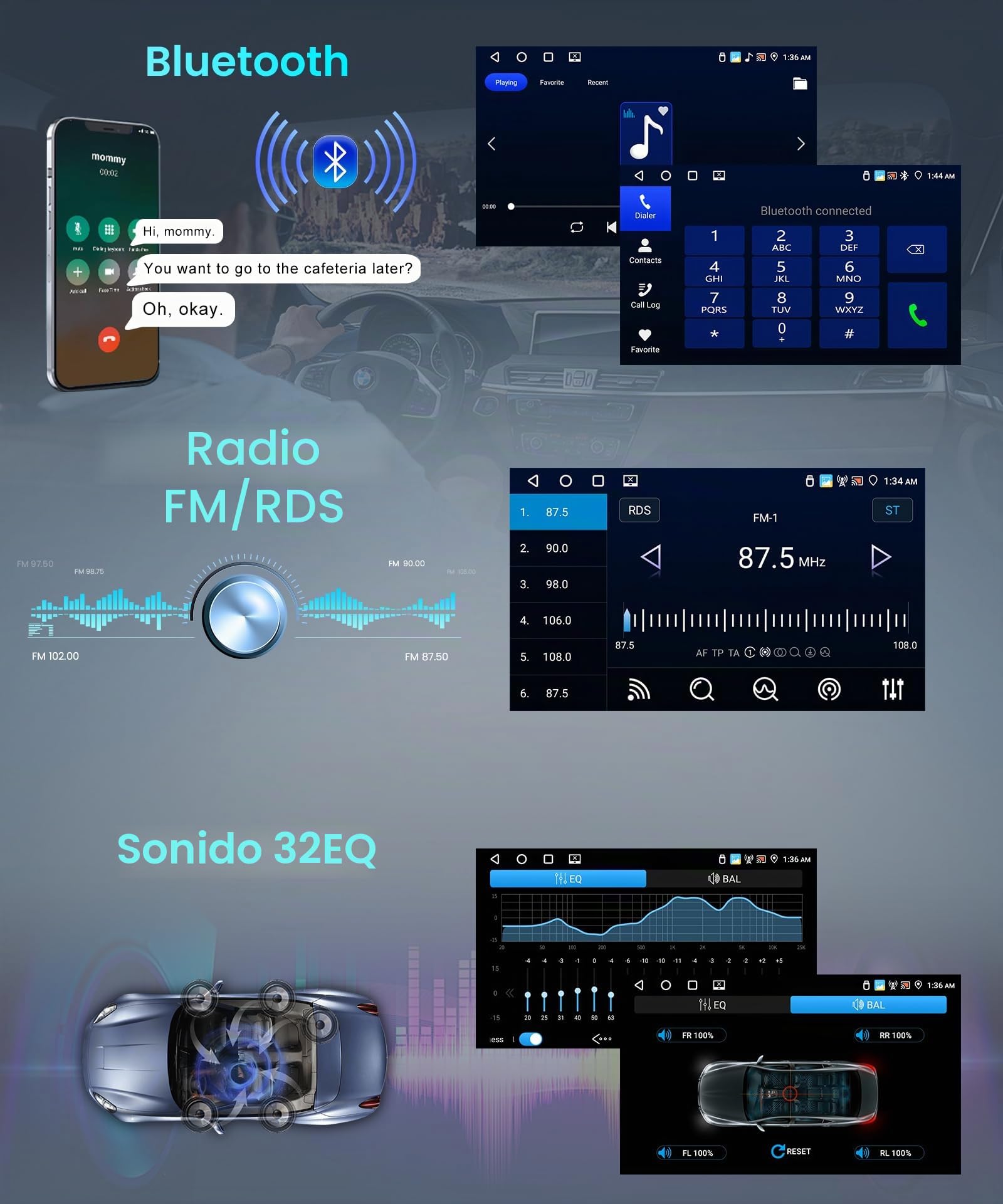 4G+64G Android Radio de Coche para FIAT Bravo 2007-2014 Carplay Wireless 9 Pulgadas HD Bravo Radio con Android Auto Navegación GPS Bluetooth WiFi/FM/RDS/EQ Controles del Volante Cámara Trasera