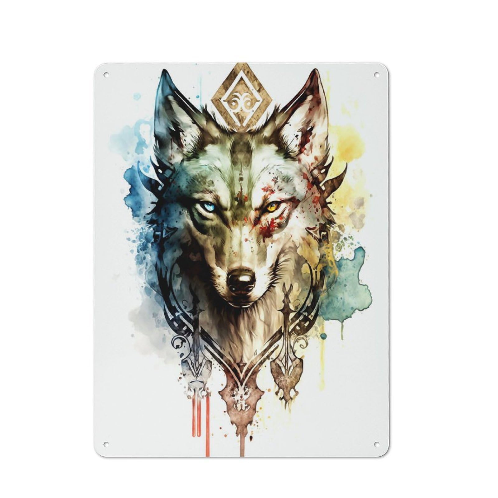 Junmoney Style-10 Metal Sign 40X30cm With Wolf For Garage Wall, Vintage Decor, Winter Wall Decor For People Furnishing A Garage