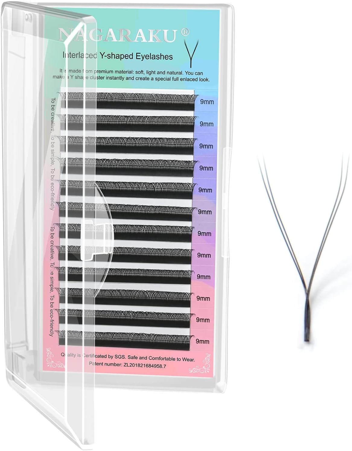 NAGARAKU yy Eyelash Extensions Supplies y lash Premade Fans 4D Russian Volume Y Shape Matte 12 rows Cluster pre Fanned Wispies Crisscross Eye Lashes (9mm, 0.07 D)