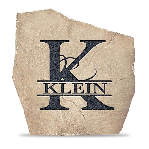 Personalized Fancy Monogram Name Landscaping Stone - Engraved Stone - Sandstone Color - 15 W x 15 H