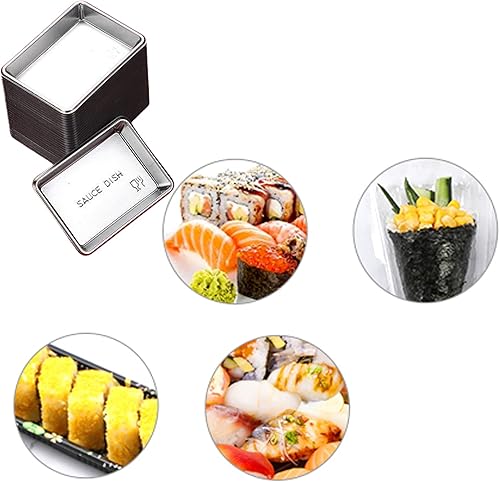 Miniatura 7 de MGGi Paquete de 100 platos rectangulares para salsa, mini platos desechables de postre de inmersión, platos de salsa, platos de salsa de soja,