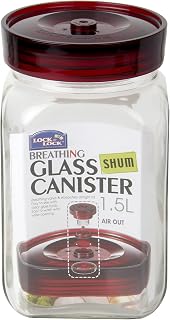 LocknLock Square Breathing Glass Shum Canister for Fermented Foods, 1.5 Liters, 1 Piece, Transparent