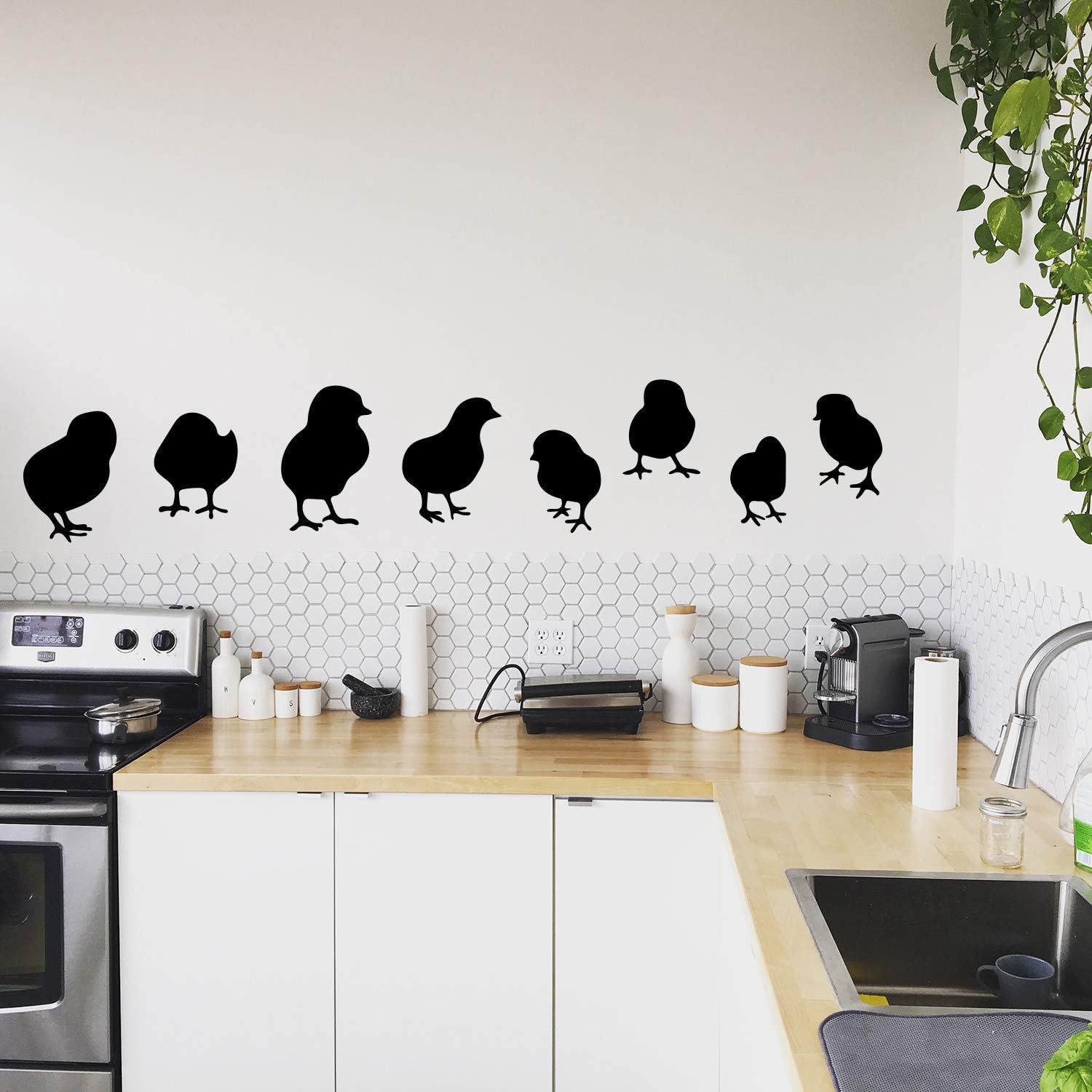 Set of 8 Vinyl Wall Art Decals Baby Chicks from 7" to 7
