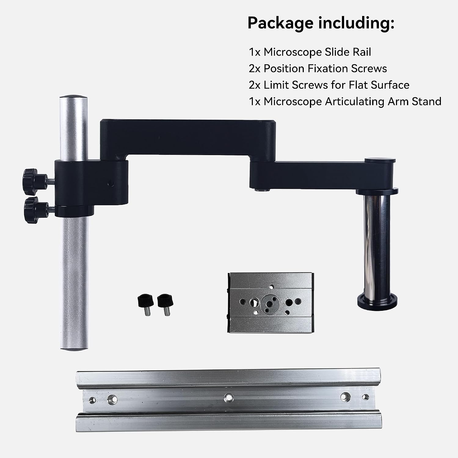 Microscope Articulated Stand Rotating Arm Slide Rail, Sturdy Rail Base for Desktop Workbench Digital Camera Stereo Microscope Trinocular Binocular, for Soldering Biological Lab Jewelry Watch Repair