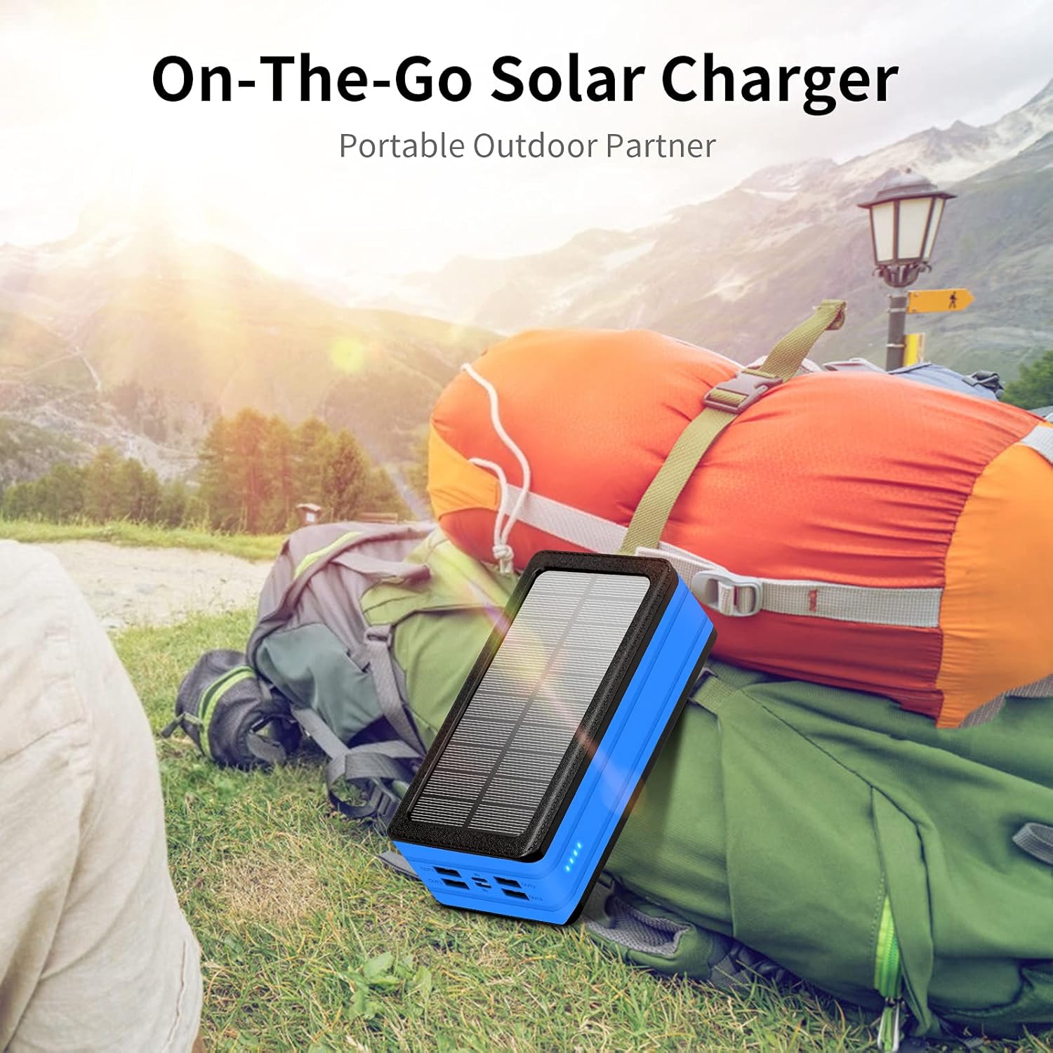 Solar Power Bank, 50000mAh Portable Solar Charger Battery Pack, 4 USB Output Ports,2 Input Ports, Flashlight, Fast Charging, Cell Phone, iPhone, Android, and Tablet, Waterproof, Camping : Cell Phones & Accessories