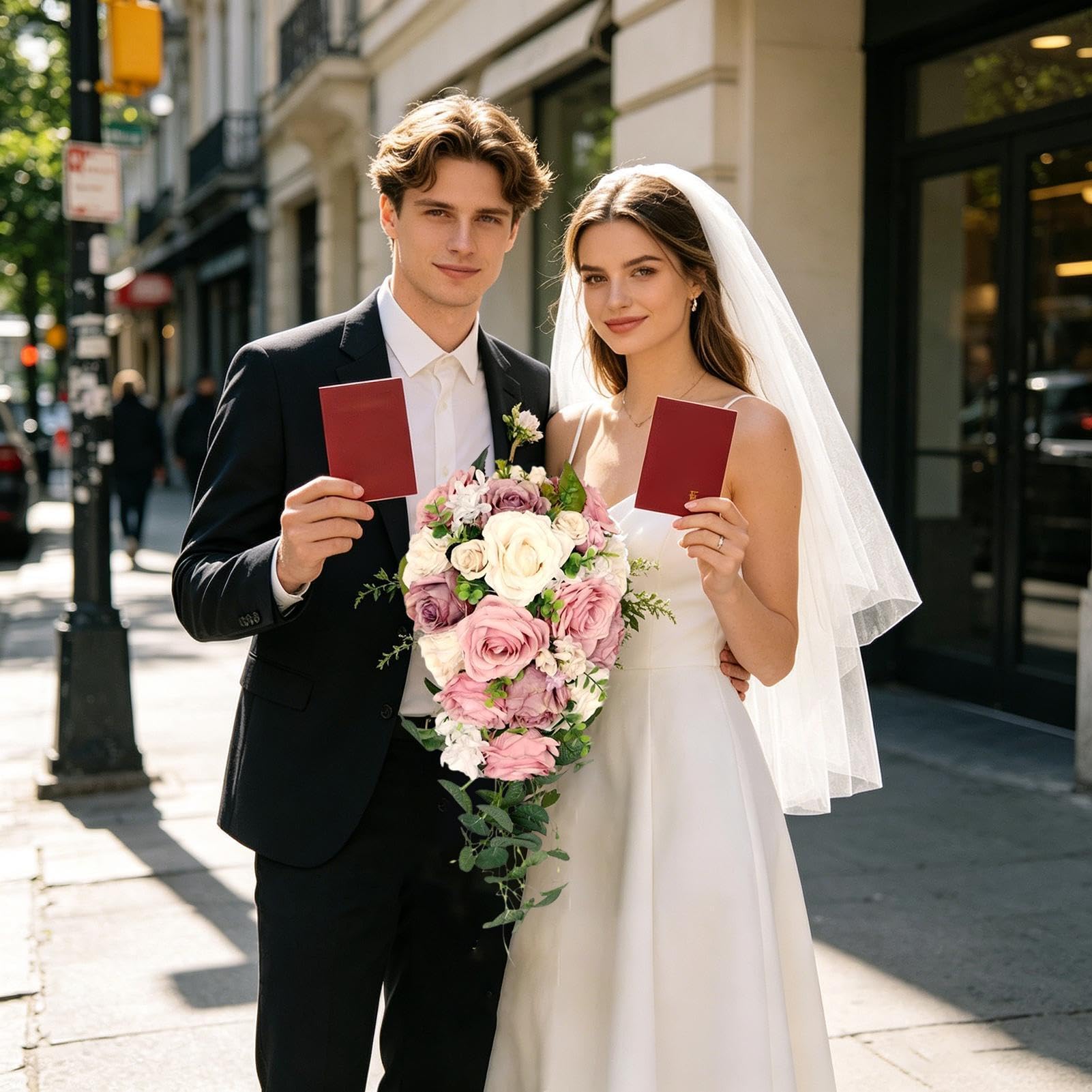 Bouquet Nuziali per la Sposa A Cascata Artificiali in Stile Boho Rustico