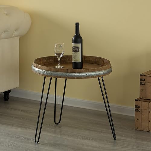 Miniatura 2 de Vintiquewise Mesa de centro de madera con diseño de barril de vino