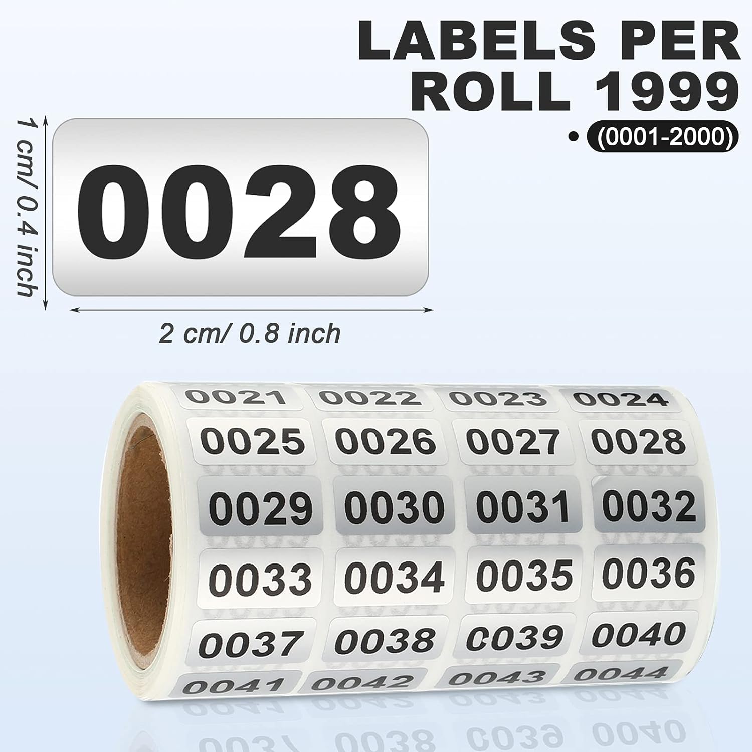 001-2000 Pieces Inventory Number Sticker Labels Self Adhesive Waterproof Labels Vinyl Consecutive Number Stickers Labels for Indoor, Outdoor, Storage, Classification, Supplies, 0.39 x 0.78 Inch