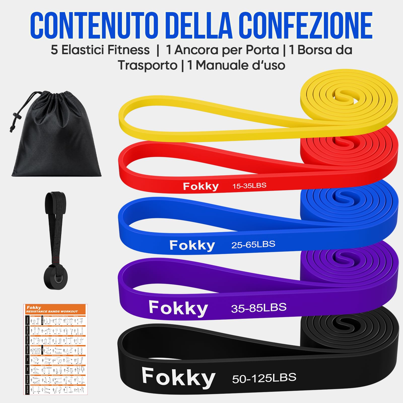 Fokky Fasce fitness a 5 livelli | fitness, allenamento