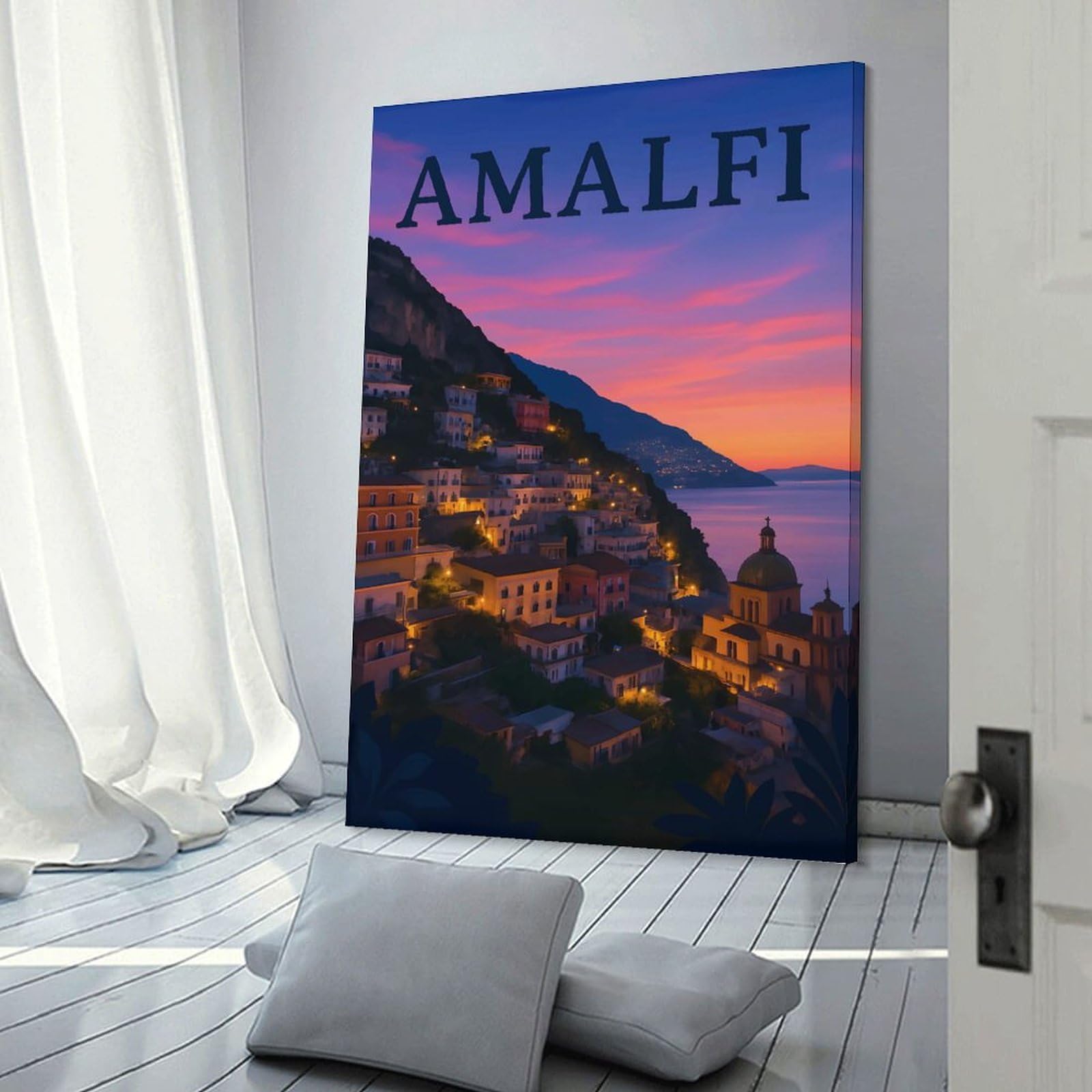 Junmoney Home Decor Wall Art Amalfi Coast at Sunset(2), 24x36inch(60x90cm), for Gallery Wall Decor And Room Displays, An Easy Match for Collected Prints