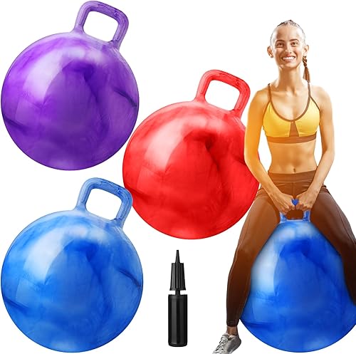 Libima 3 bolas de tolva de 25 pulgadas para exteriores con asas, bolas inflables de salto con bomba de aire para juegos escolares de interior,