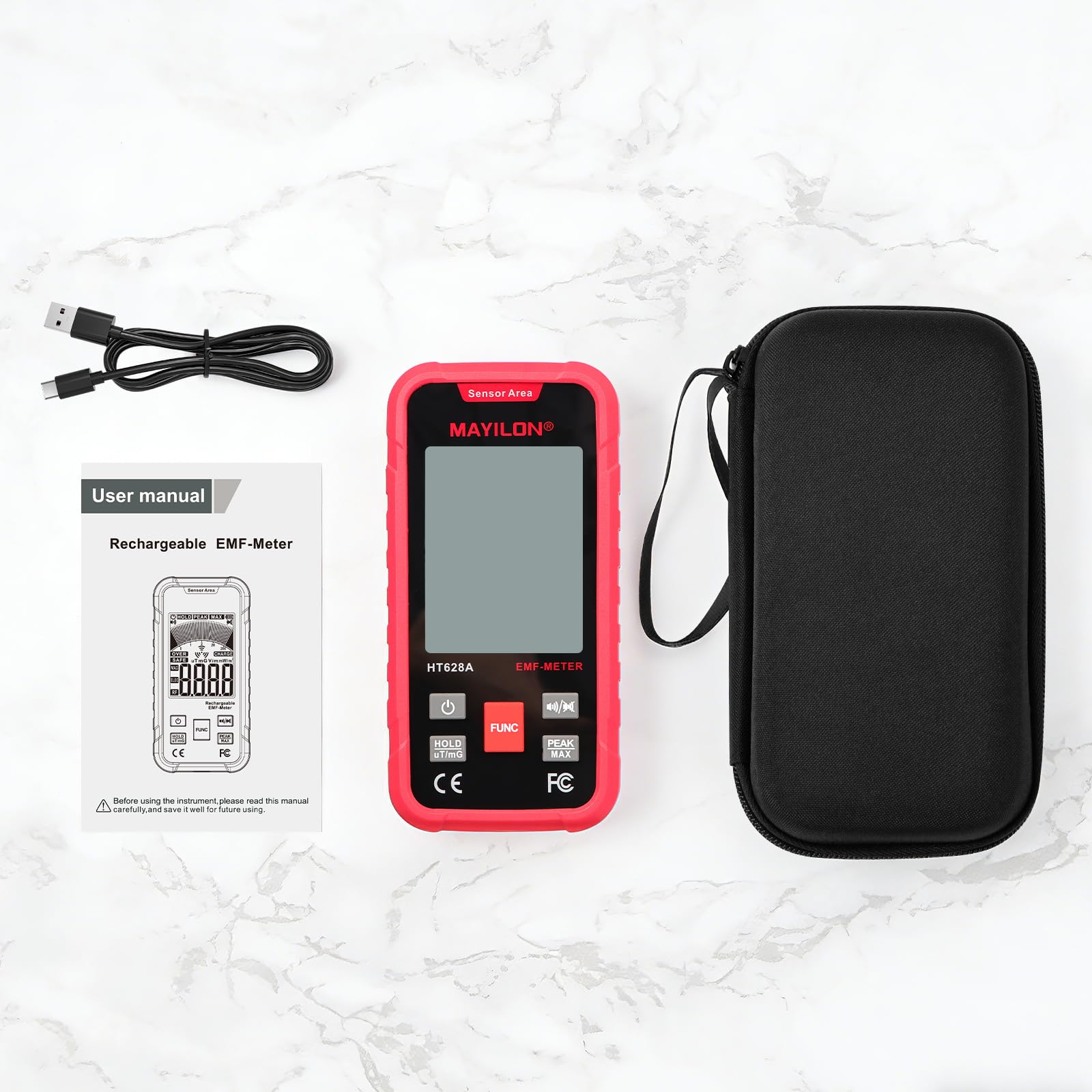 Détecteur EMF 3-en-1 Compteur Geiger avec Mesure 3 Axes (EF/MF/RF) Testeur de Rayonnement Électromagnétique avec Graphique de Tendance pour Maison WiFi 5G et Chasse aux Fantômes