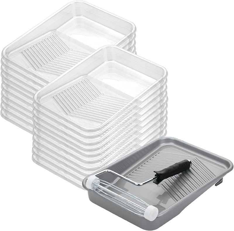 Bates- Paint Tray Set, 9 Inch, 22 pcs, 1x 9 Inch Paint Roller Tray, 20x Disposable Plastic Liners & 1x Roller Frame
