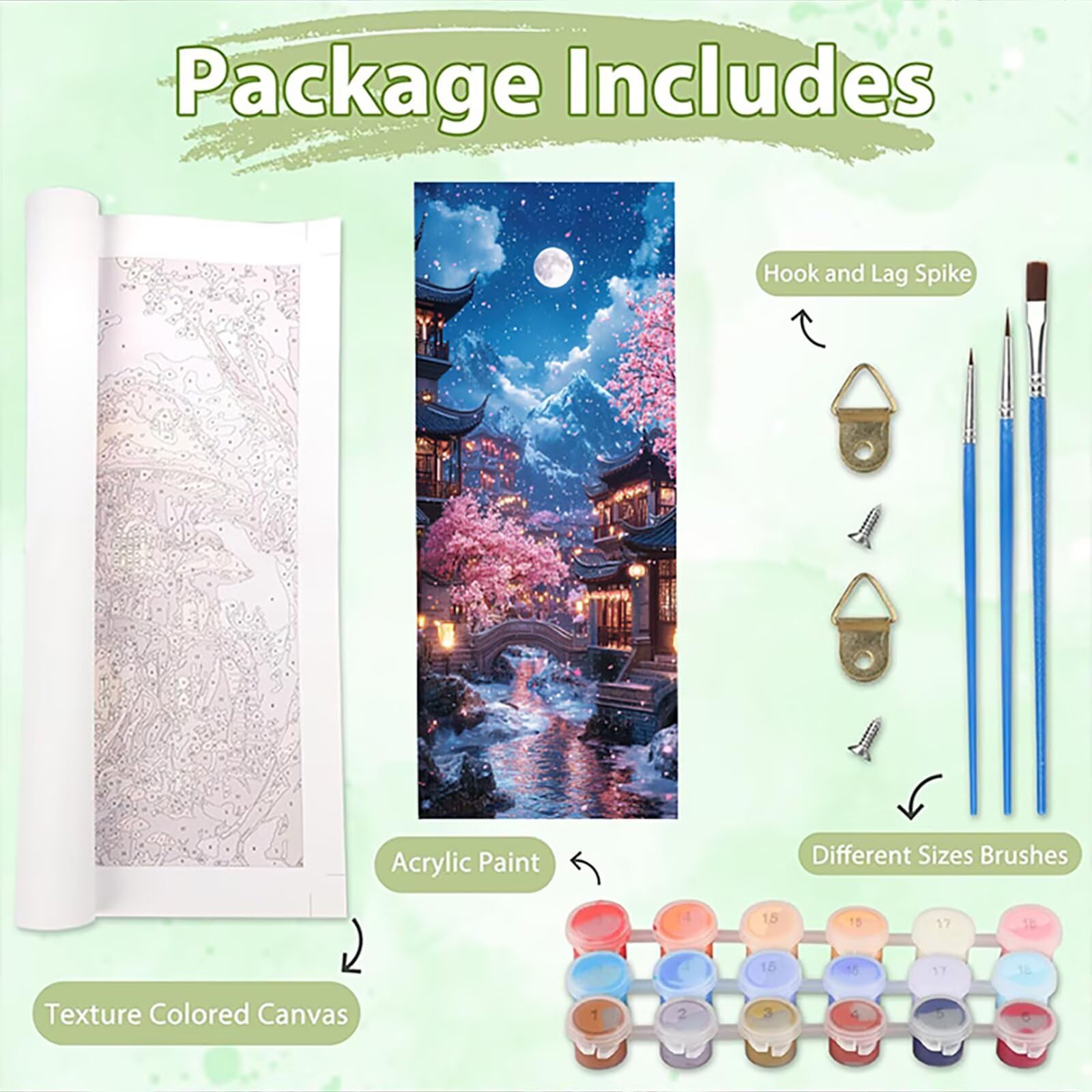 Malen Nach Zahlen 50x150cm Leinwand Aussicht Malen Nach Zahlen Erwachsene mit Ohne Rahmen, DIY Kreativ Set für Erwachsene mit Pinseln und Acrylfarbe, Zimmer Deko Mond Landschaft Geschenk, P0M-950
