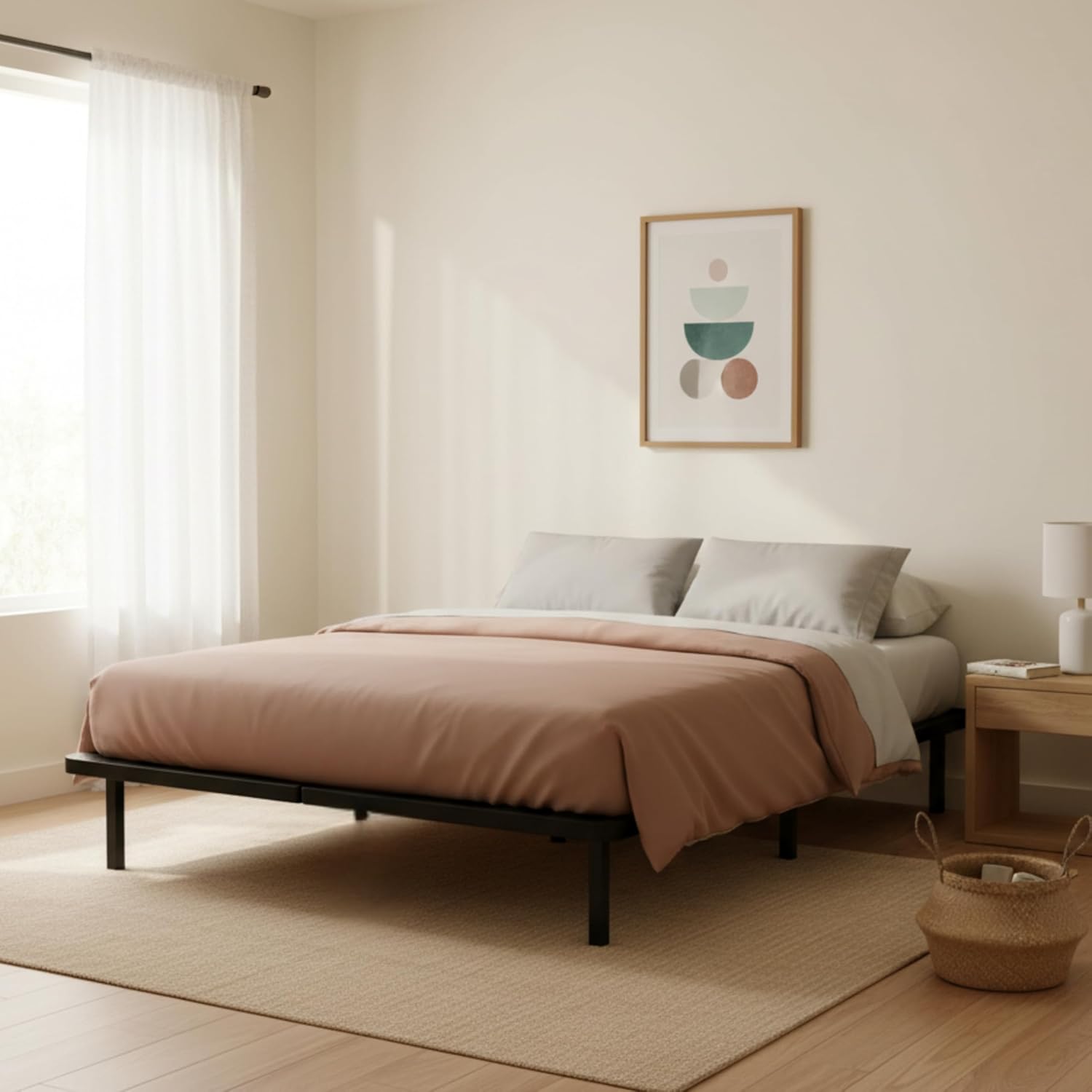 Primo International ZenBase Black Upholstered Twin Platform Bed Frame
