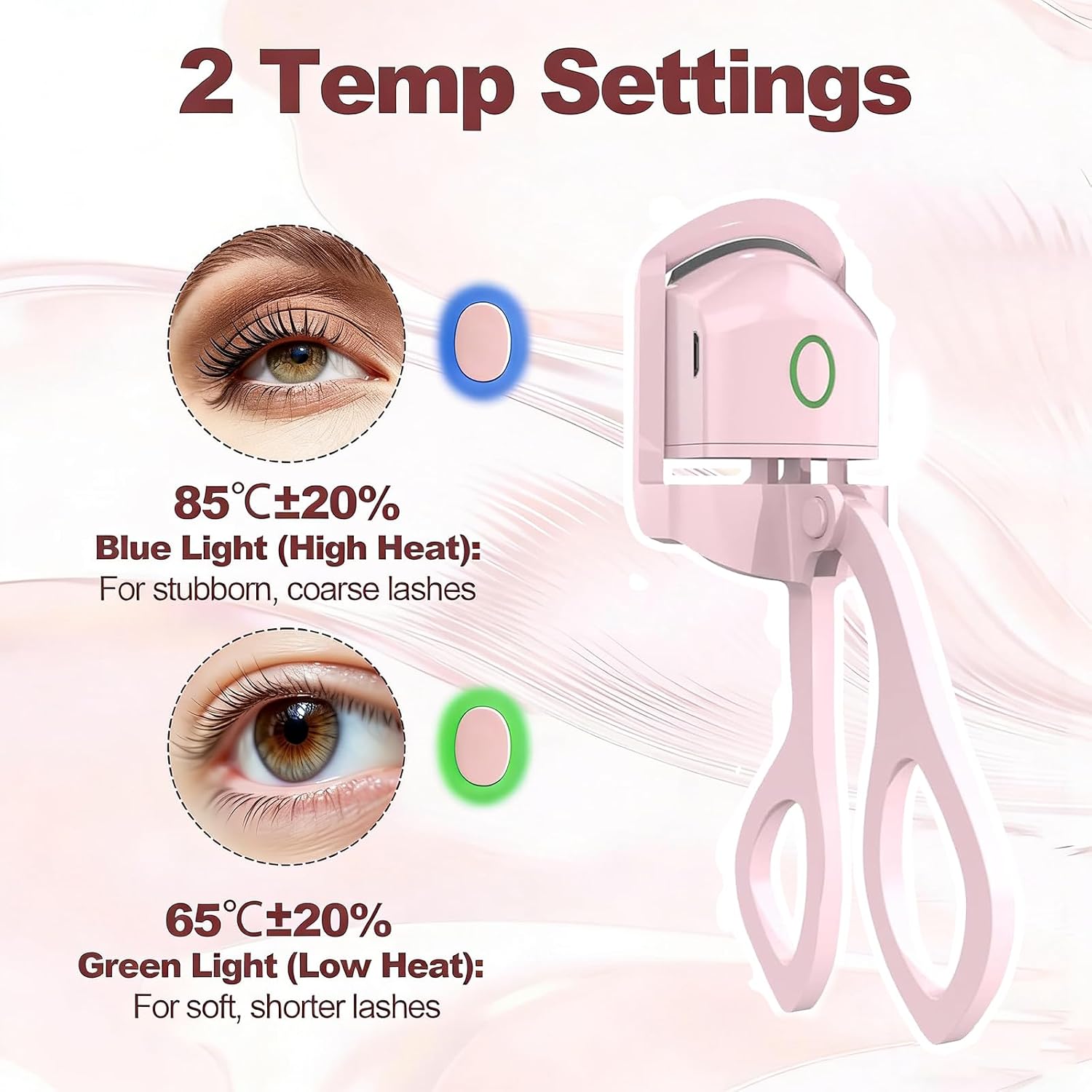 Heated Eyelash Curler for Women - Electric Lash Curler with 10s Fast Heating, Safe Anti-Burn Design, Intelligent Temp Control, Long-Lasting Curls, Portable Makeup Tool (Pink,1PCS)