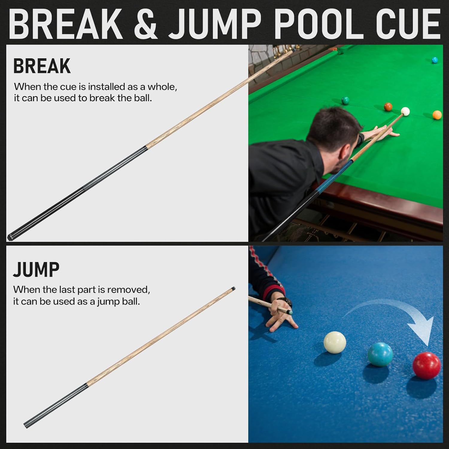 Kmise Break Jump Cue Stick, 21oz 23oz 25oz 28oz Pool Stick for Explosive Breaks and Effortless Jumps, Heavy Hitter Pool Cue with 14mm Pro Tip