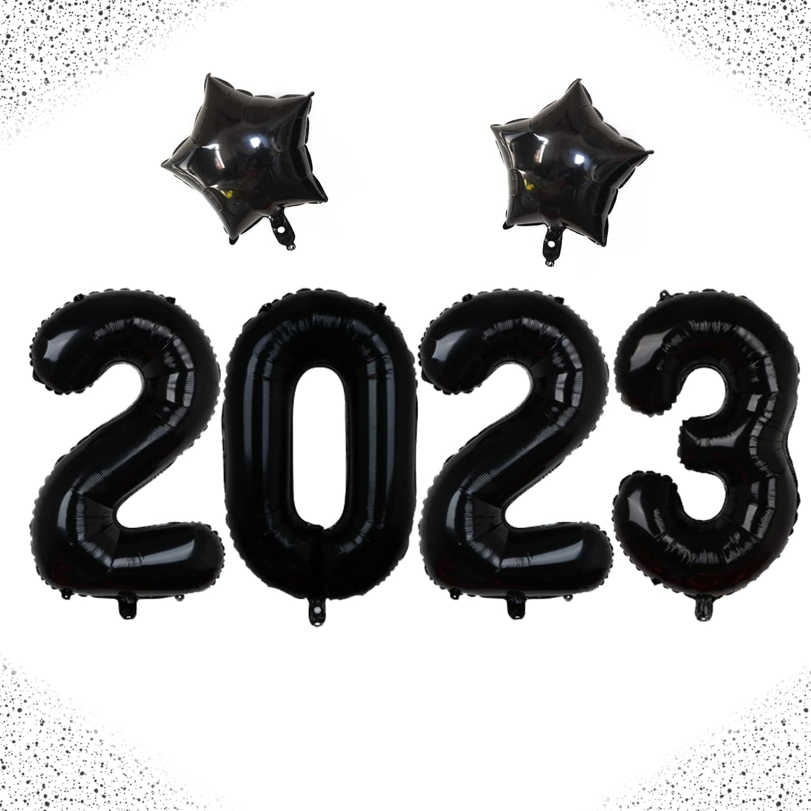 2023 Balloons Black, Large 40 Inch Number 2023 Foil Balloon with 18 Inch Stars Foil Balloons, 2023 NYE Decorations for New Years Eve Party, Graduation, Birthday, Wedding, Baby Shower