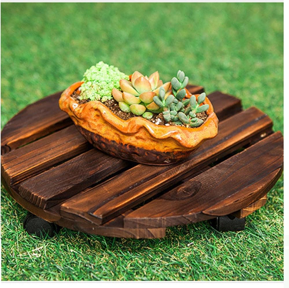 Amazon | 植木鉢台 木製 キャスター付き 台き 直径25/30/35センチ 4個