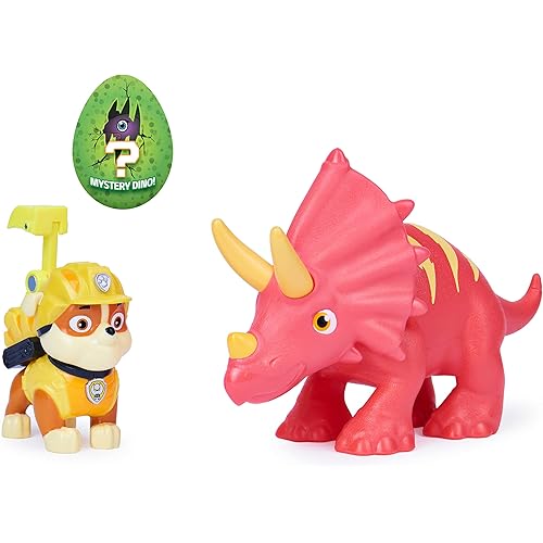 PAW Patrol Dino Rescue Rubble and Dinosaur Action Figure Set, for Kids Aged 3 and Up