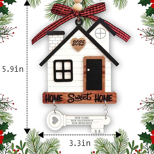 Vista 2 de Nuevo adorno para el hogar, regalos de inauguración de la casa para mujeres, nuevo comienzo, adorno de Navidad de madera First Sweet Home 2025 Kinds