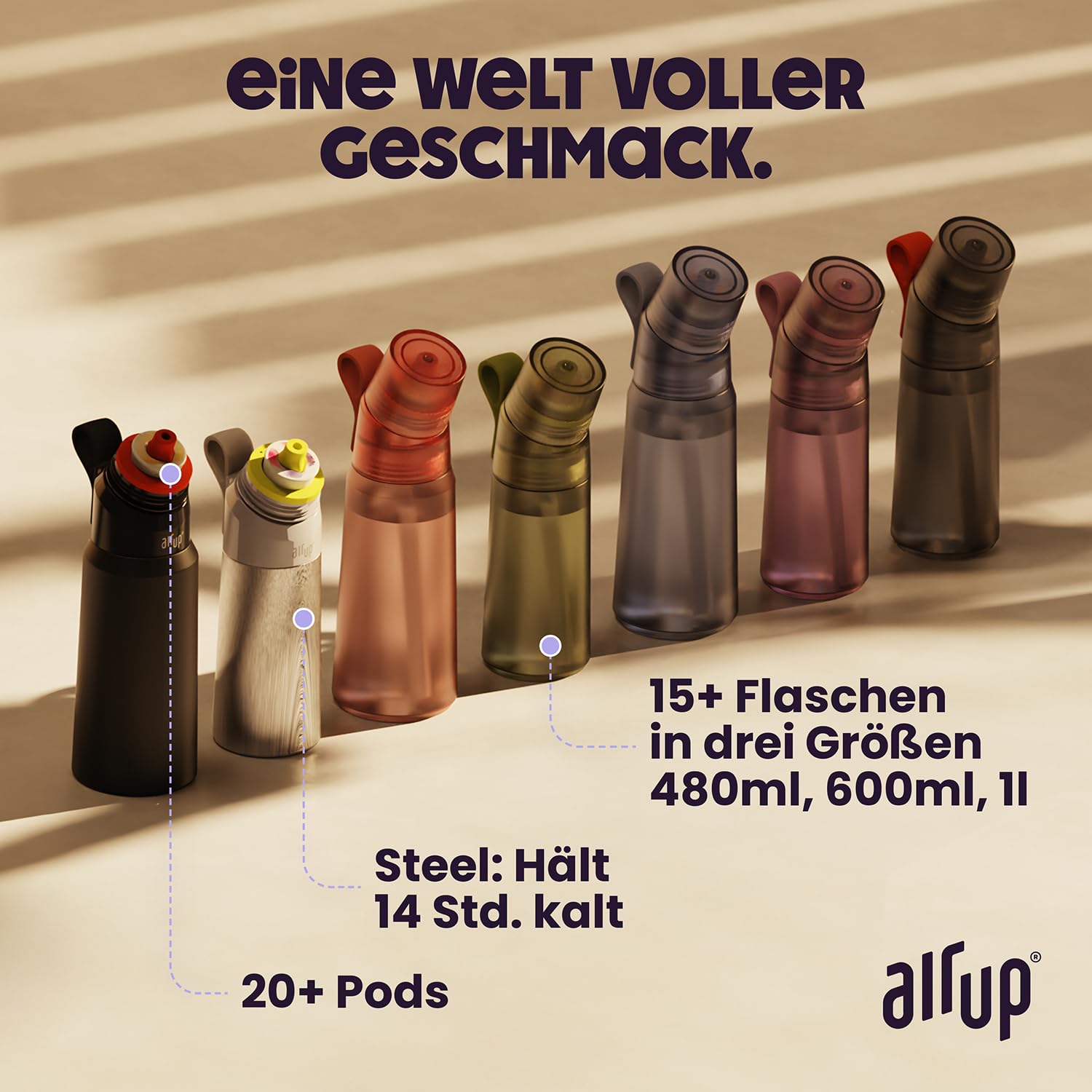 air up® Pods 5 Geschmacksrichtungen im Probier-Set Flavor 5 | Duft-Pods für 25 Liter Wasser mit zuckerfreiem Geschmack: Kola, Wassermelone, Orangeade, Apfel & Ananas I für original air up® Flaschen