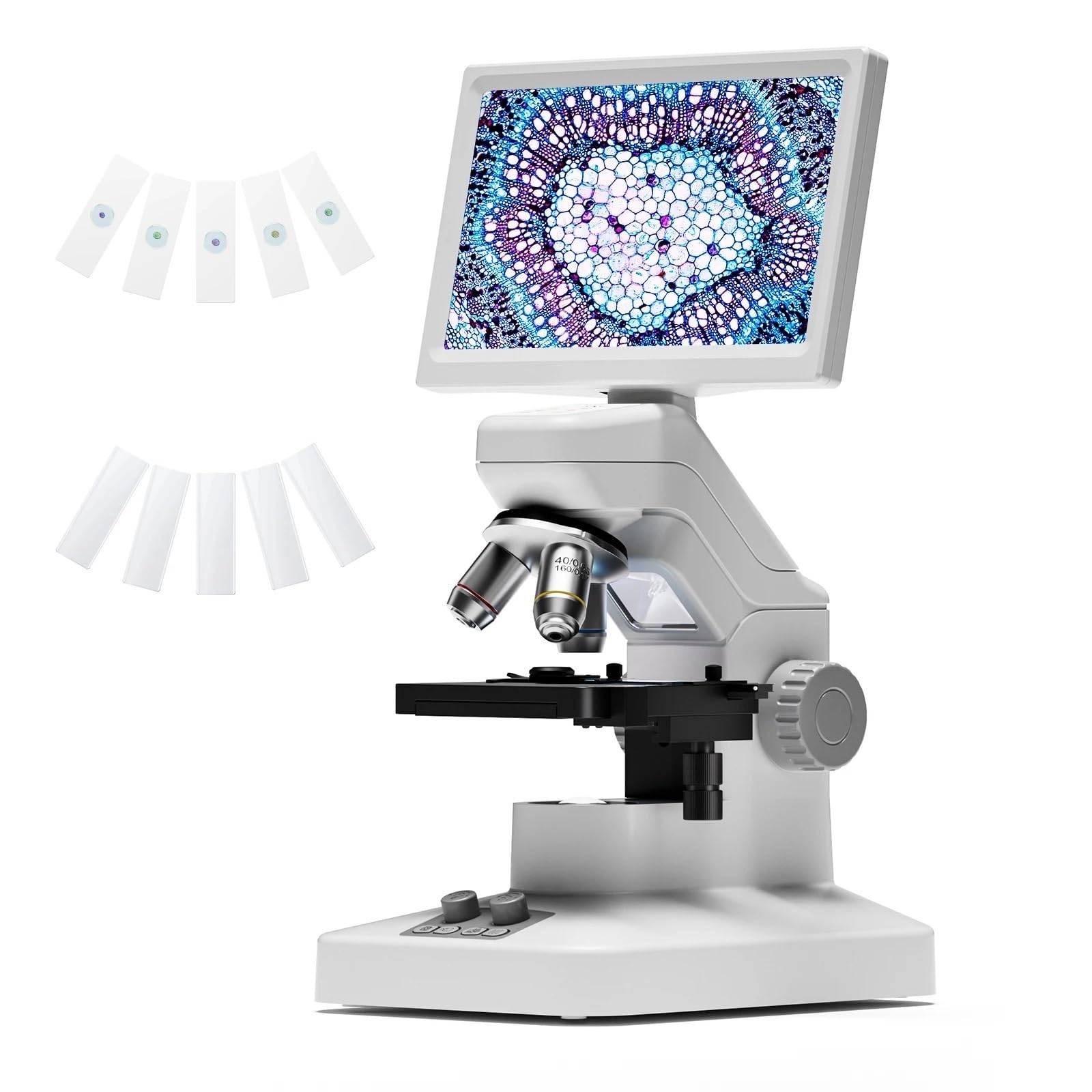 Microscopi professionali for bambini e studenti XY Stage 1600X WIFI Microscopio biologico digitale da 7" - Visualizzazione ottimale