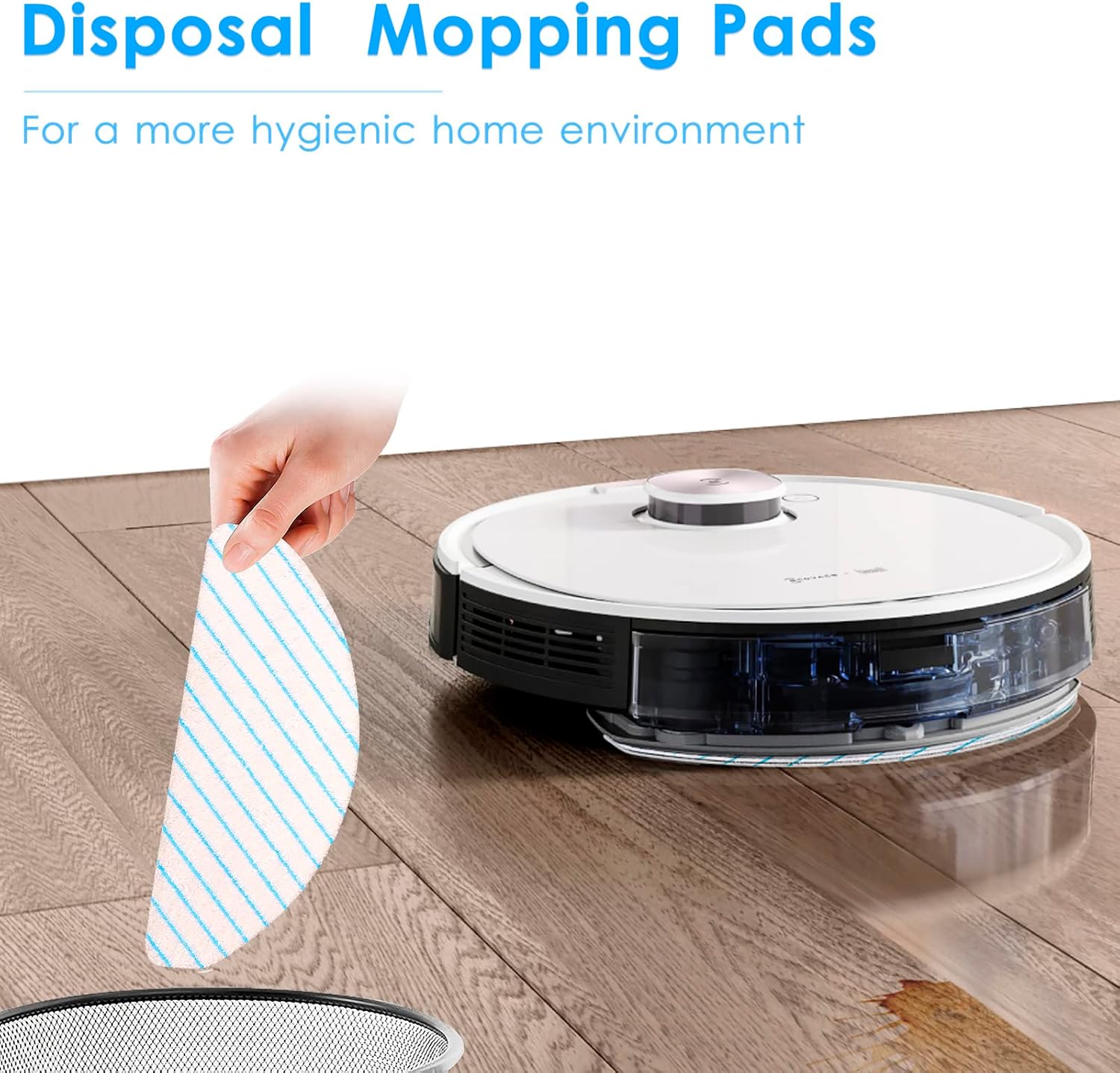 (50 Pieces) N10 Disposal Mop Pads for ECOVACS DEEBOT OZMO N10/ N10 Plus/ T8/ T8+/ T8 AIVI/ T9/ T9 MAX Vacuum Cleaner Wipes, Wiping Pads, One Time Use Mopping Cleaning Cloths