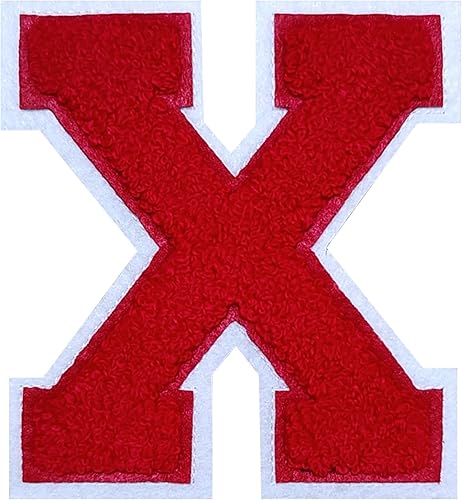 Miniatura 53 de 2 parches de letras de felpilla termo-adhesivas de 4.5 pulgadas, parches de letras universitarias con puntada de felpilla roja/blanca para ropa (H)