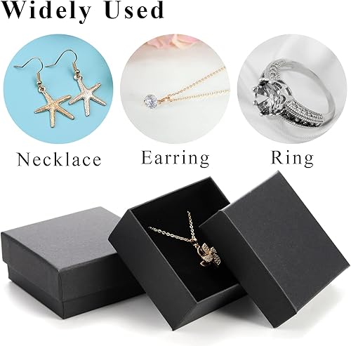 Miniatura 5 de Fasmov Cajas de joyería de papel kraft, paquete de 36 unidades de 2.95 x 2.95 x 1.37 pulgadas, caja de regalo cuadrada de cartón para collares,