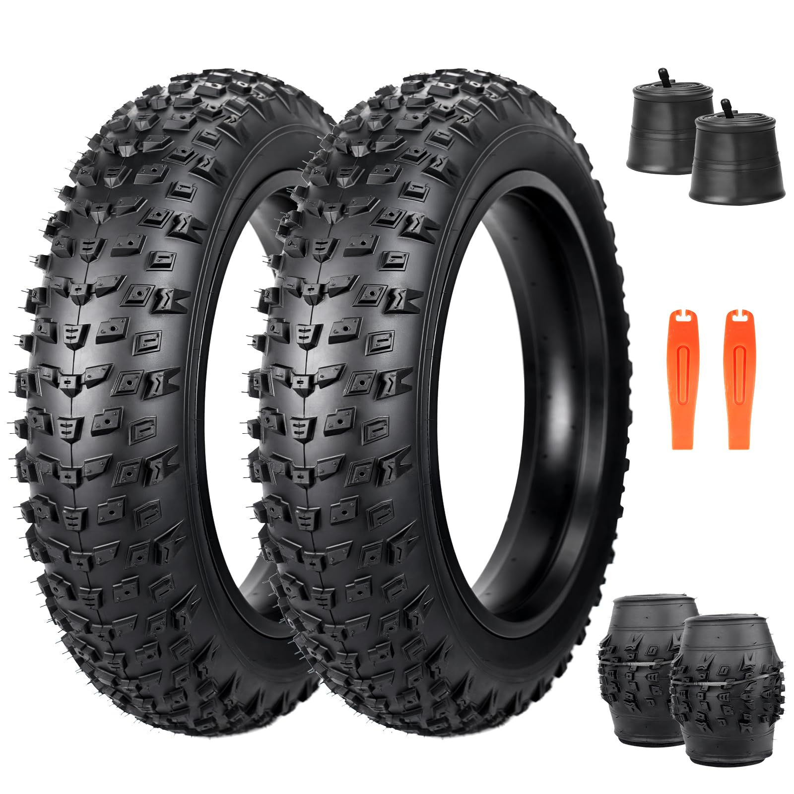 WEEROCK Pneus de vélo électrique Fat 20/26 x 4.0 - Pneus résistants aux crevaisons - Pliable - Pour vélo électrique/vélo de neige/VTT avec chambre à air