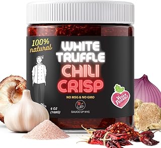SAUCE UP White Truffle Chili Crisp 6oz | Gourmet Artisan Vegan Truffle Chili Oil with 14 Superfoods | Gluten-Free, Keto, No MSG | Crispy, Spicy, Umami Truffle Flavor Bomb | Handcrafted in NY | Premium Truffle Crunch Hot Sauce