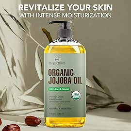 Botanic Hearth Organic Jojoba Oil (Styling Oil, 8 fl oz) | 100% Pure, Cold Pressed & Hexane Free | Ideal for Skin, Hair & Nails