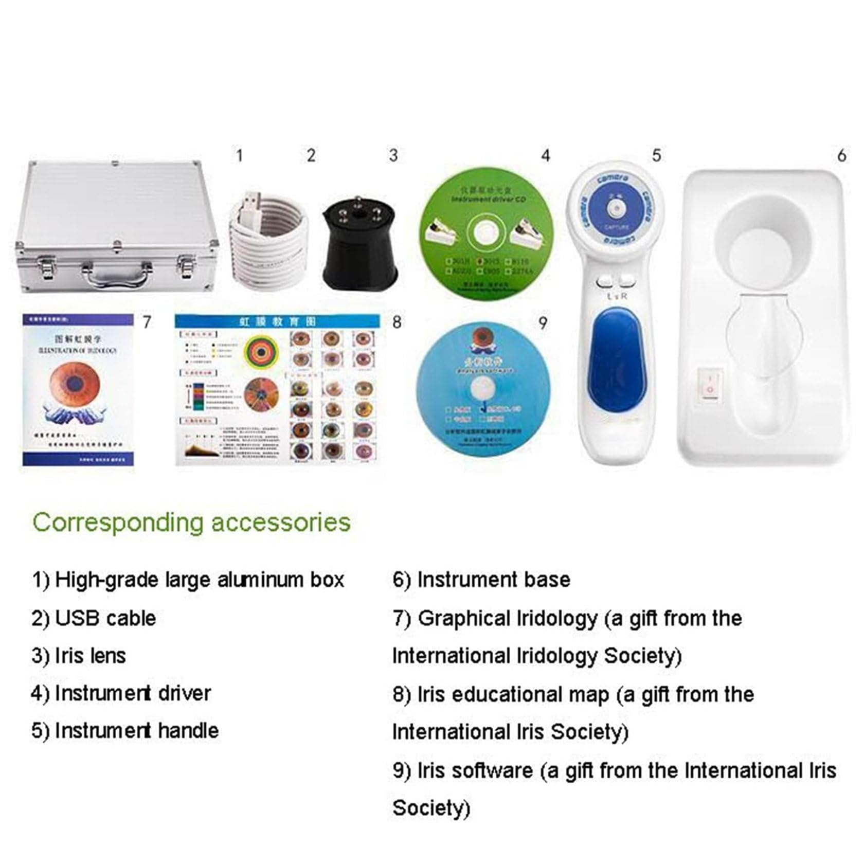 ZHIXUMM Analyseur D'Iris pour CaméRa Iridologique, Interface USB 2.0, Iriscope avec Objectif Iris 30x Et Logiciel D'Analyse, CaméRa D'Analyse Iridologique, 12 Millions De Pixels