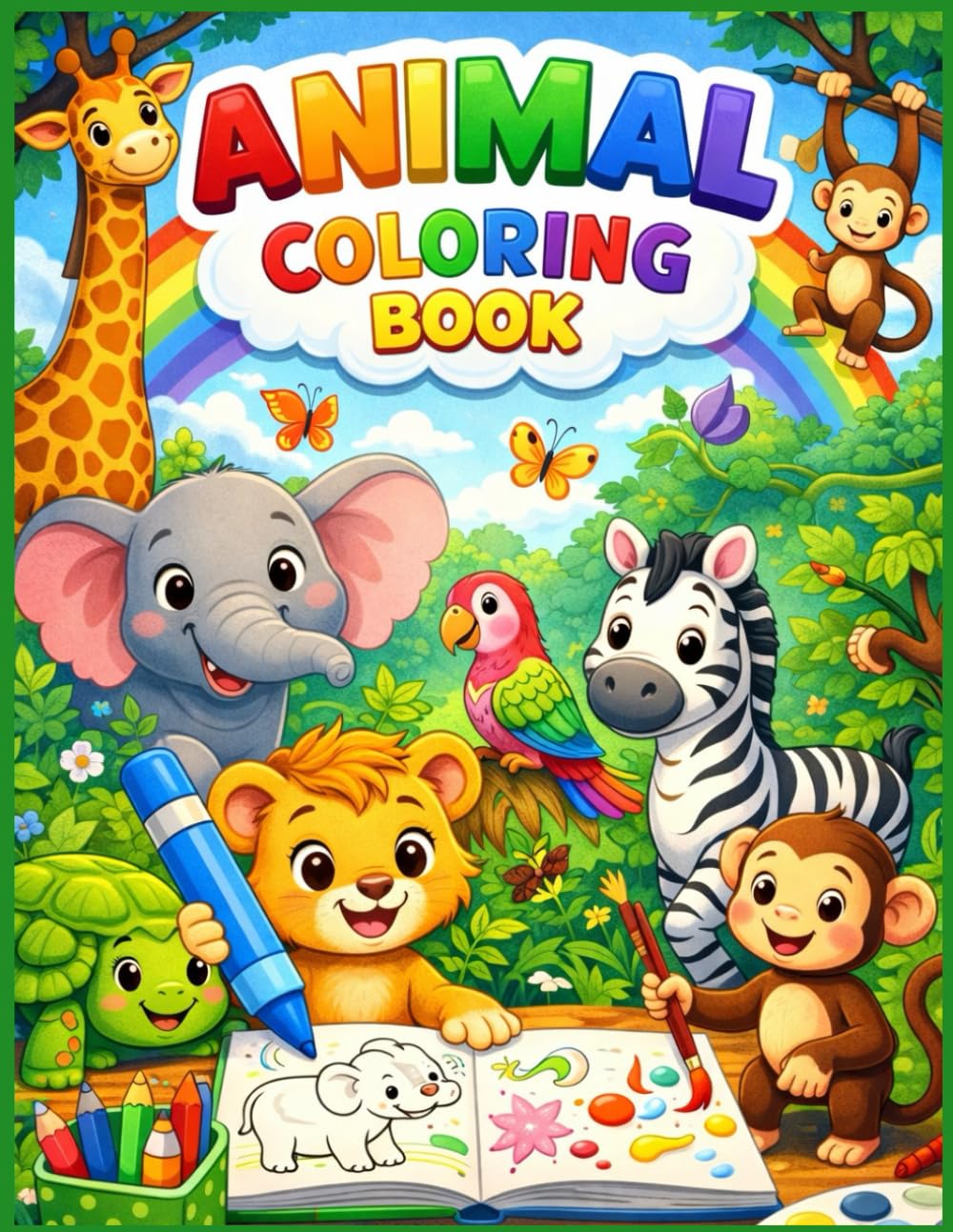 Cute Animals Coloring Book for Kids Ages 3-6: Fun and Easy Animal Coloring Pages with Color Examples | Big 8.5x11 Pages | Perfect for Preschool and Toddlers Vol - 1