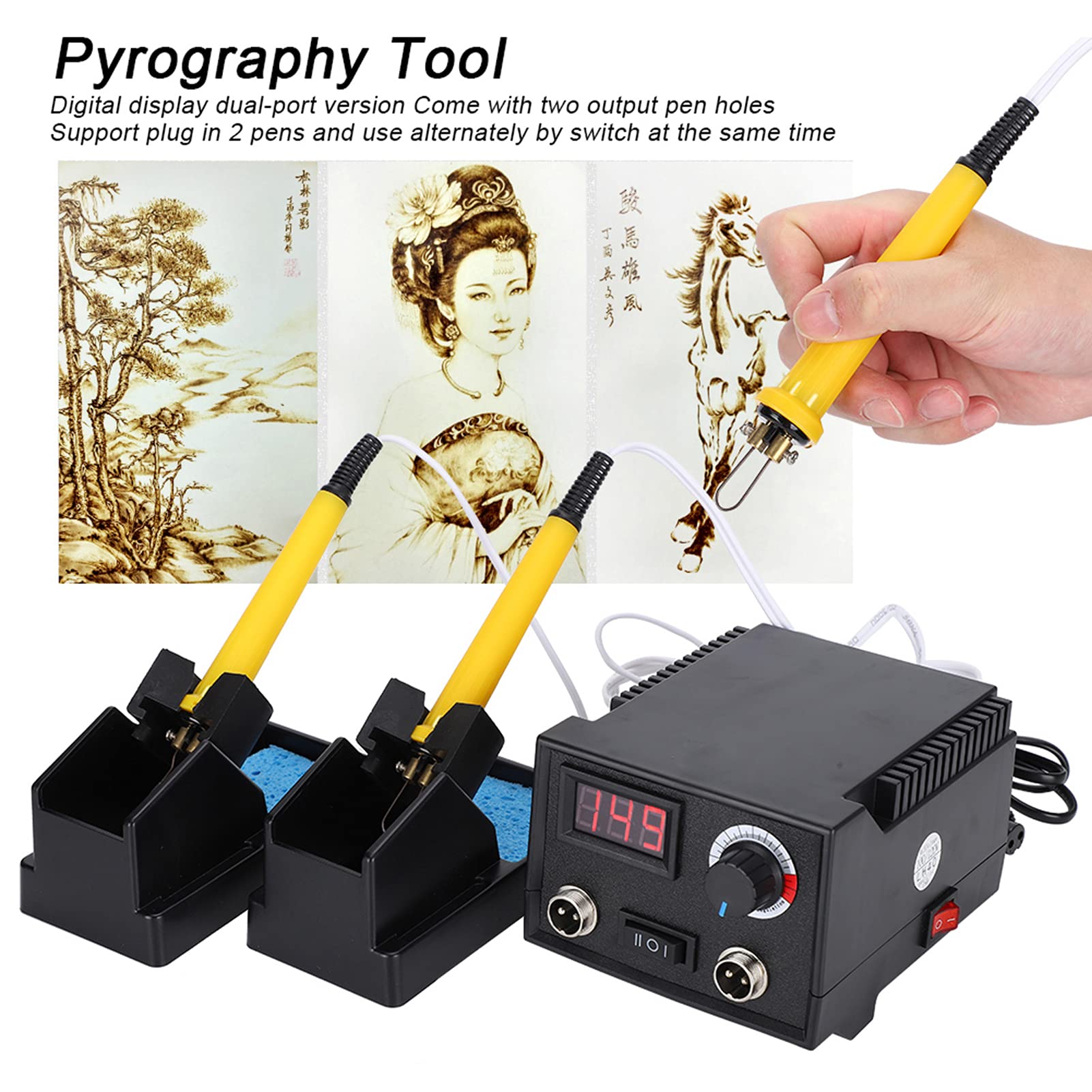 Kit de quema de madera, kit de pluma de pirografía de temperatura ajustable, herramienta de combustión de madera, kit de bolígrafo de pirografía para adultos y principiantes, herramienta profesional