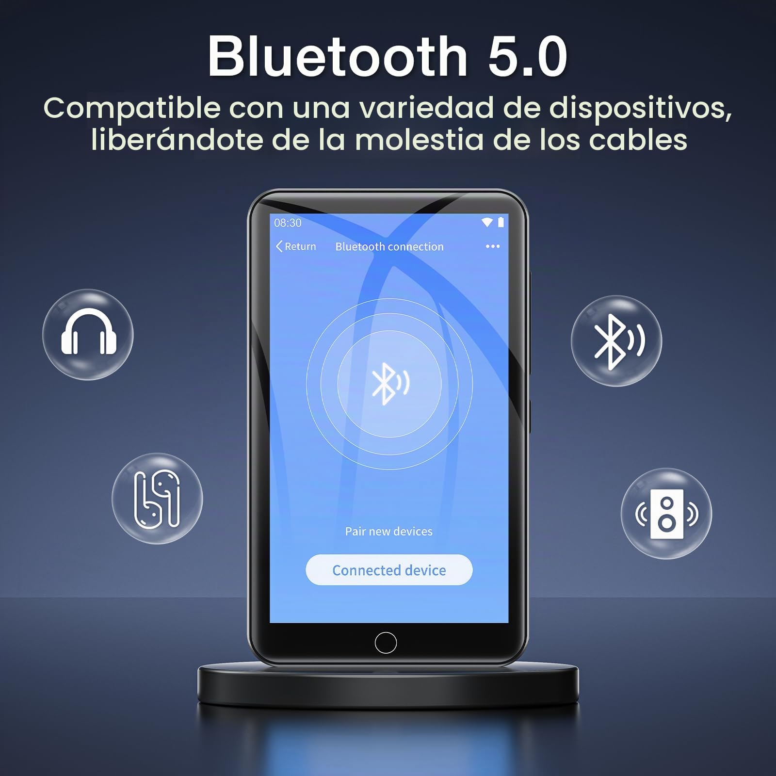 Reproductor MP3 Diofox 80GB con Spotify, Bluetooth y WiFi, Pantalla táctil Completa de 4.0 Pulgadas, Reproductor de música en Streaming Android, Amazon Music, Deezer, Radio FM, Play Store - Negro