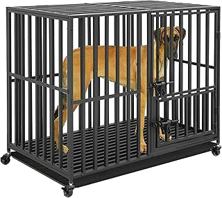 BingoPaw Dog Transport Cage Pet Transport Box Heavy Duty Dog Cage: Dog Kennel Outdoor Car Dog Crate Medium Dog Box Flat Made of Tear-Resistant Iron Tube with 3 Doors 4 Wheels L: 95 x 57 x 81 cm product image