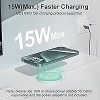 Vista 2 de MagSafe Charger 2Pack 15W Magnetic Wireless Charger Fast Charging Pad with 6FT USB C to USB C Cable Compatible with iPhone 17/16/15/14/13/12 Series
