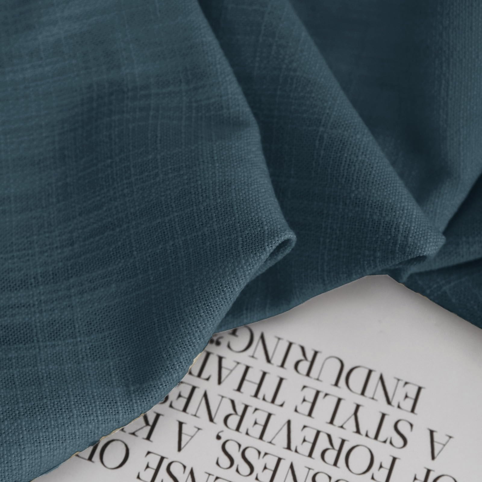 Mélange de lin bleu marine de 213,4 cm de long | Tringle filtrante de la lumière pour salon en coton texturé 4 en 1, 183,4 cm de large x 213,4 cm de long, panneau élégant et polyvalent
