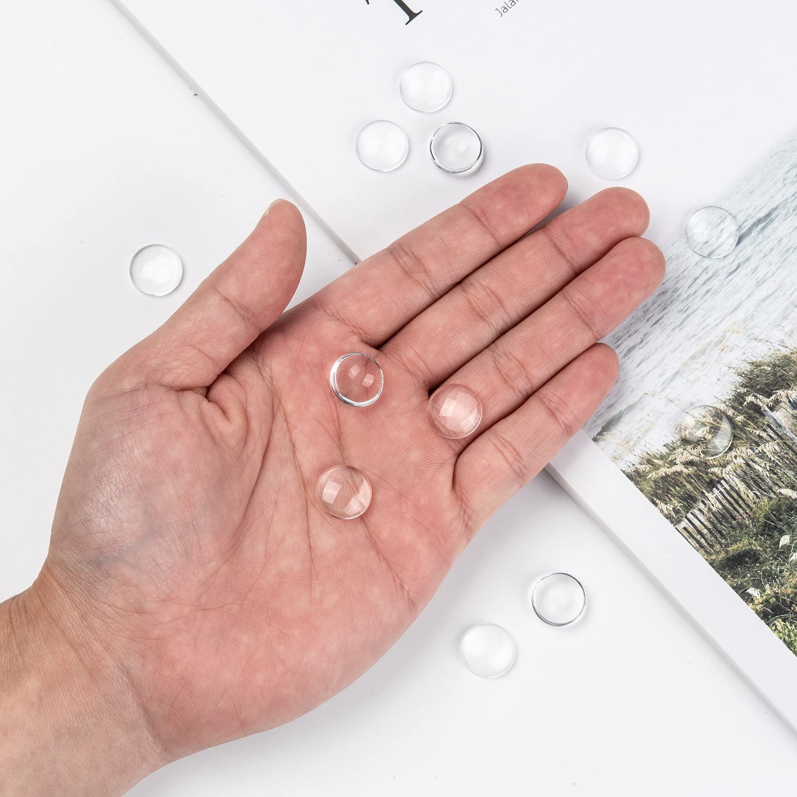 Cabochon In Vetro Trasparente - 100 Pezzi Ovali Per Creare Gioielli E Decorazioni - Foto 9