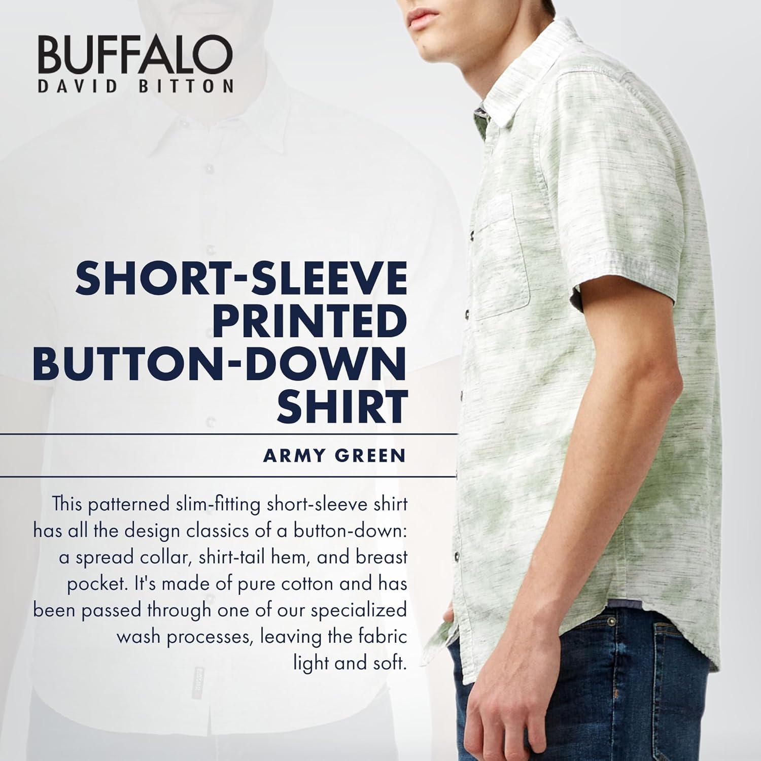Buffalo David Bitton Mens Short Sleeve Printed Button Down - Image 3