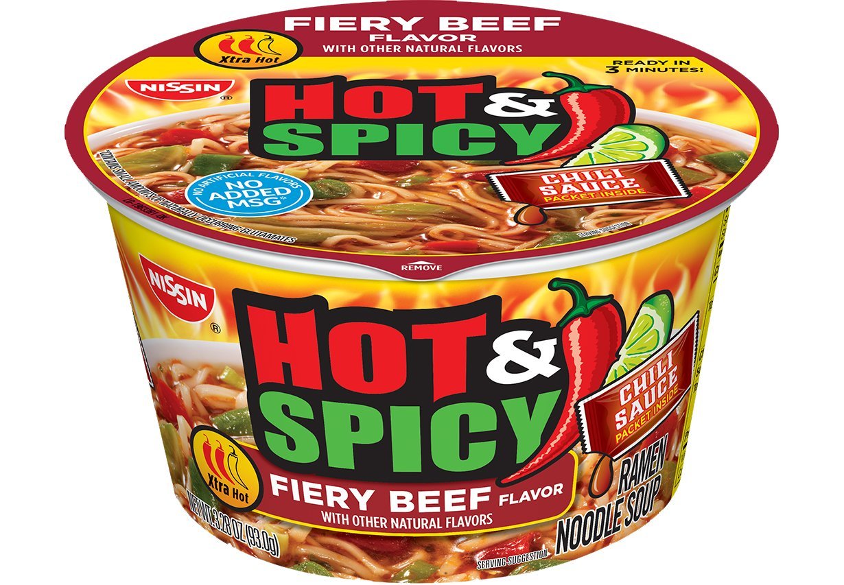 Nissin Noodle Bowl, Hot and Spicy Fiery Beef, 3.3 Ounce (Pack of 6)